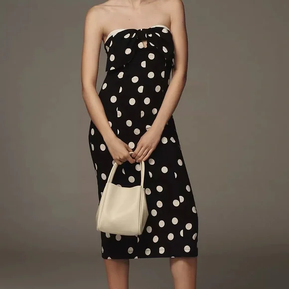 Anthropologie Polka Dot Strapless Dress - Picture 2 of 4